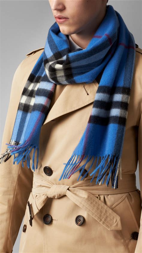 mens blue burberry scarf|More.